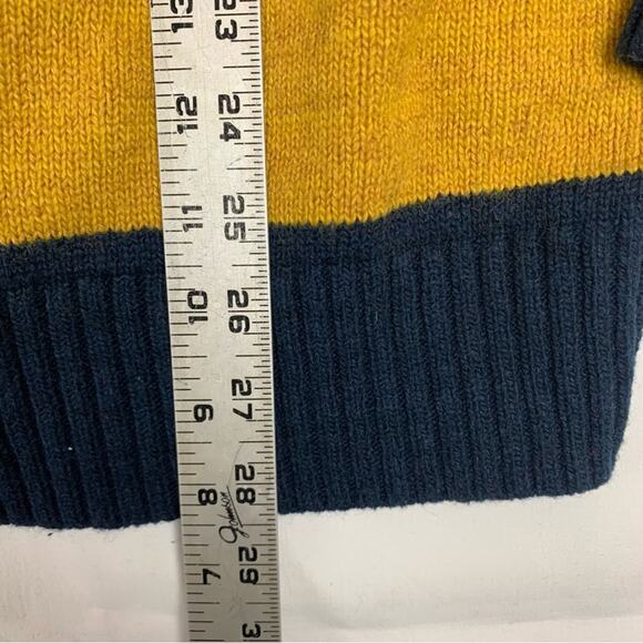 Lands End Mens XL knit stripe retro sweater button neck polo blue color wool - Picture 10 of 10